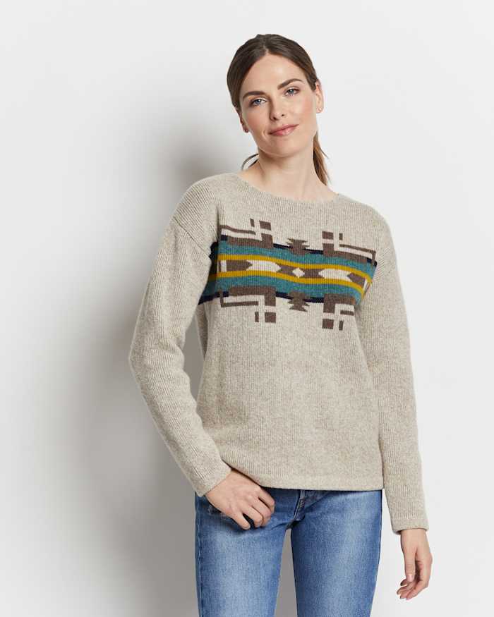 WOMEN'S DROP-SHOULDER LAMBSWOOL SWEATER